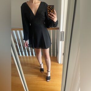 Keepsake BlackFit & Flare long sleeve dress
